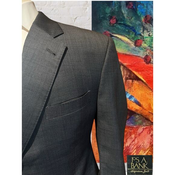 Jos A Bank Signature Gold 43R Gray Burnt Orange Plaid Blazer Jacket Suit Coat - Picture 4 of 13